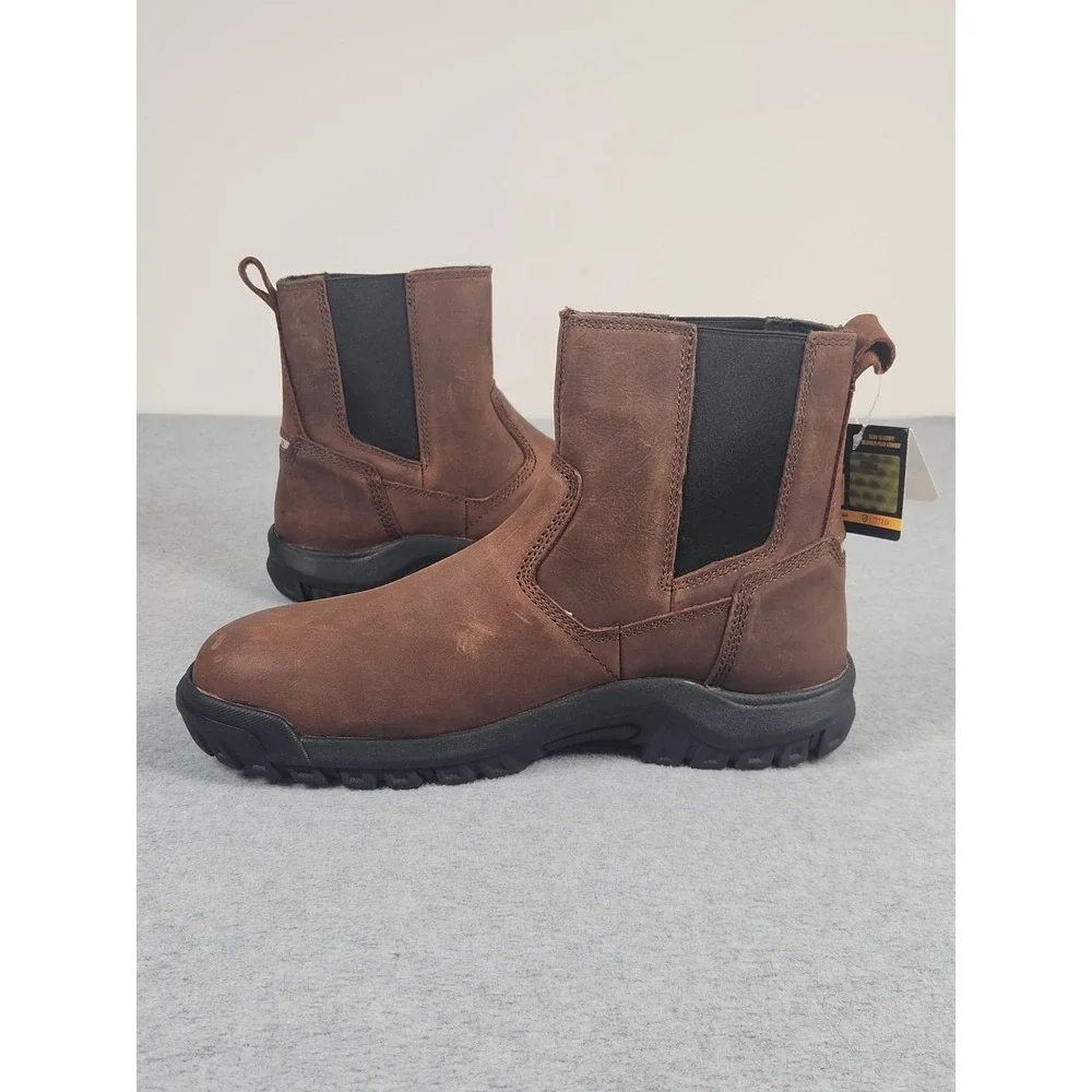 Caterpillar Work Boots Mens 9 Wide Brown Leather CAT Wheelbase Steel Toe P91026
